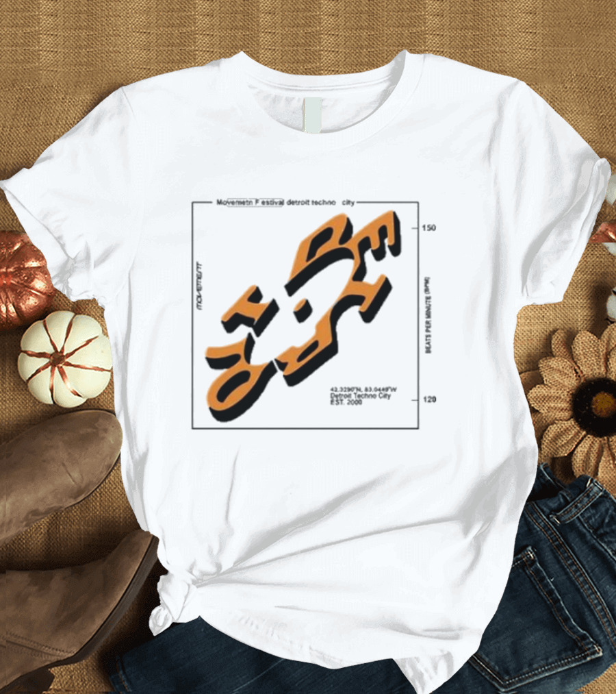 Movement Festival Detroit Techno City EST 2000 45 Heavy Latitude Longitude Coordinates T-Shirt
