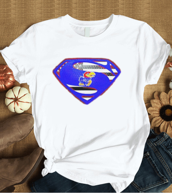 T-Shirt: Kansas Jayhawks Superman Logo with USA Flag T-Shirt Kansas Jayhawks Superman Logo with USA Flag T-Shirt