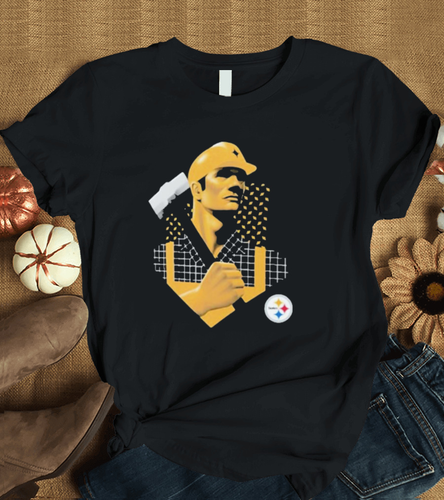 Pittsburgh Steelers Worker Hammer Black 2024 Draft Illustrated T-Shirt