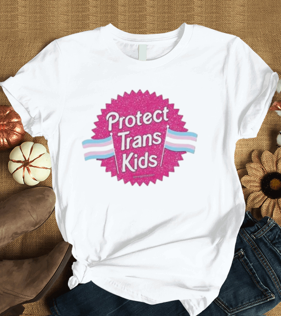 Protect Trans Kids Megamikoart Transgender Flag Pride T-Shirt