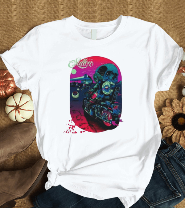 T-Shirt: Tkslowskill Sullen Skull Rider Neon Vibes T-Shirt Tkslowskill Sullen Skull Rider Neon Vibes T-Shirt