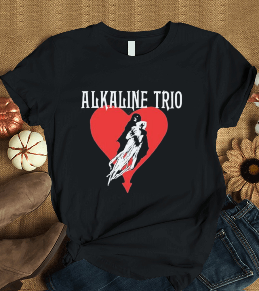 Alkaline Trio Heart Swept Cloaked Figure and Red Heart T-Shirt