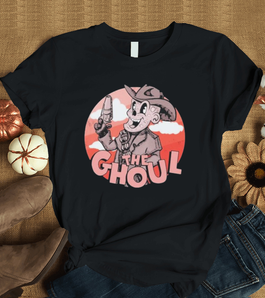 The Ghoul Rubber Hose Style Cowboy Character with Gun in Hand T-Shirt