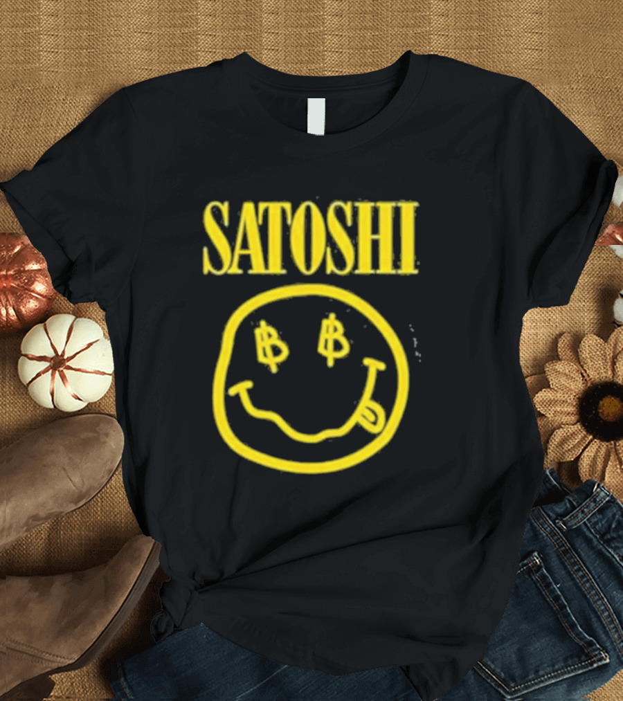 Satoshi Bitcoin Smiley Face with Dollar Signs T-Shirt