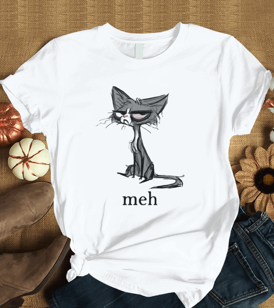 Siamese Cat Meh Expression Dark Mood T-Shirt