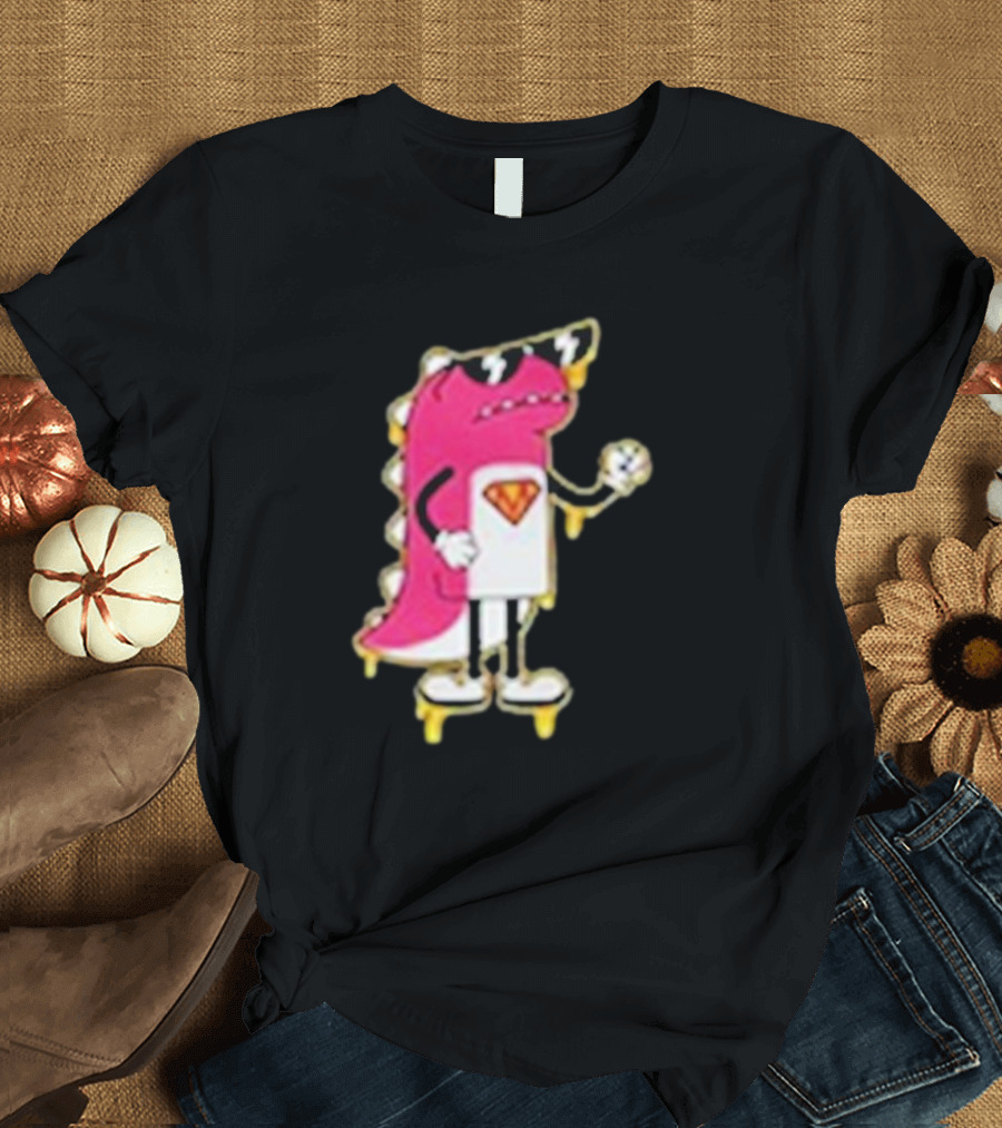 Mikina Mattem Dino Cartoon Character with Sunglasses and Superhero Emblem T-Shirt