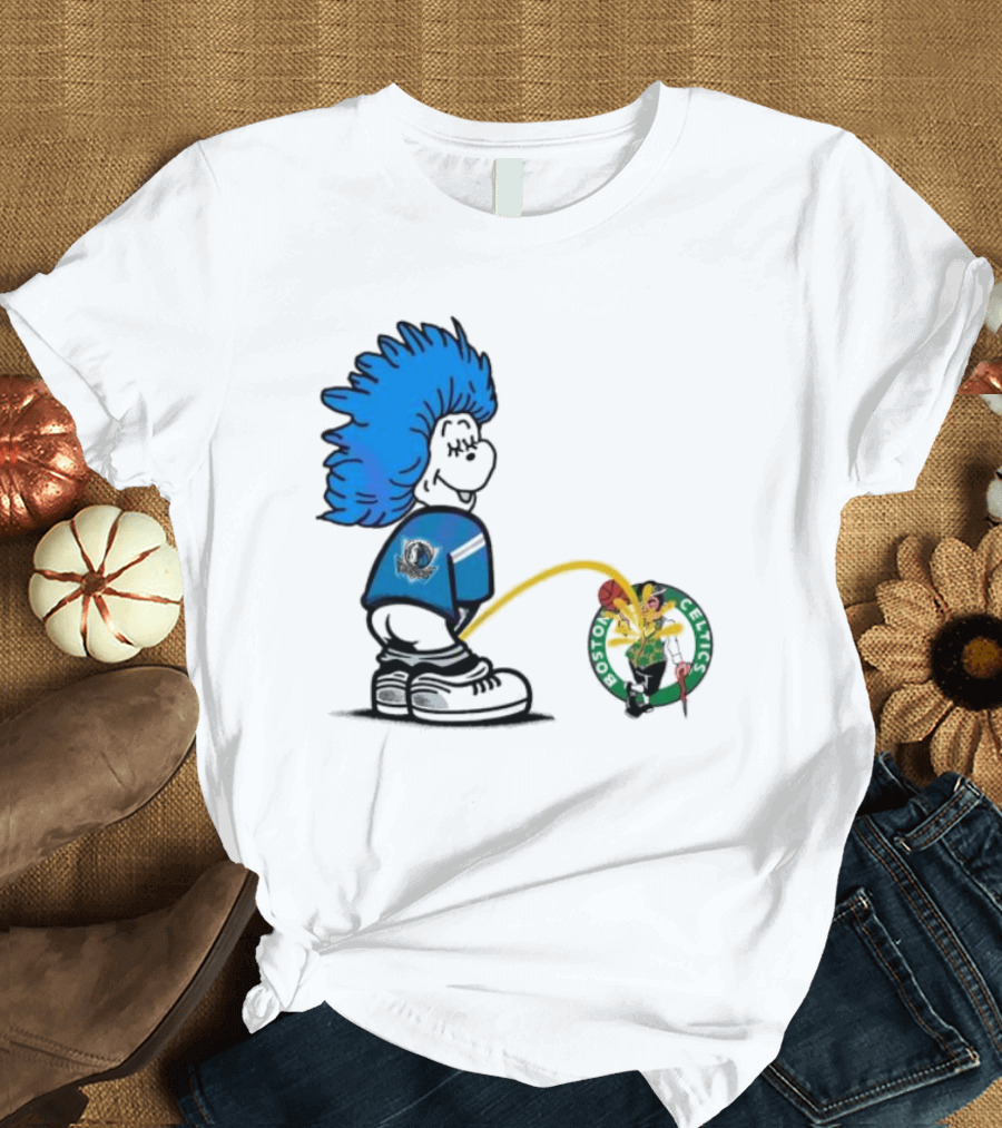 Dr Seuss Thing One Dallas Mavericks Urine on Boston Celtics T-Shirt