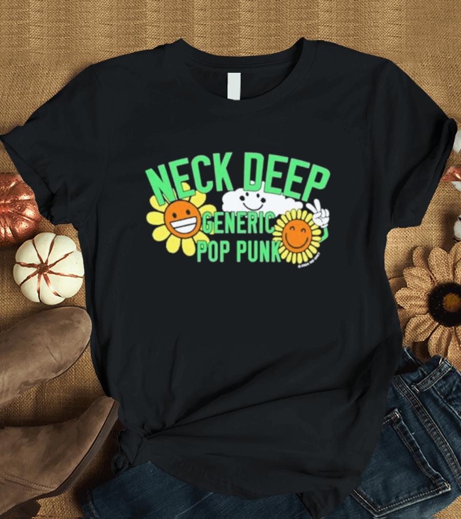 Neck Deep Generic Pop Punk Smile Floral T-Shirt