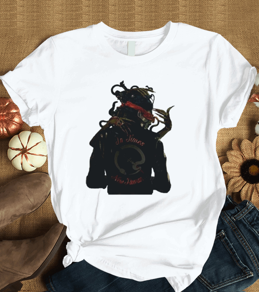 QOTSA In Times New Roman Blindfolded Figure with Entangled Hands T-Shirt