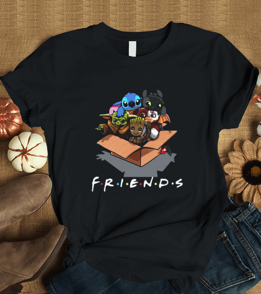 Baby Groot Stitch Toothless Yoda Gizmo Friends Box T-Shirt