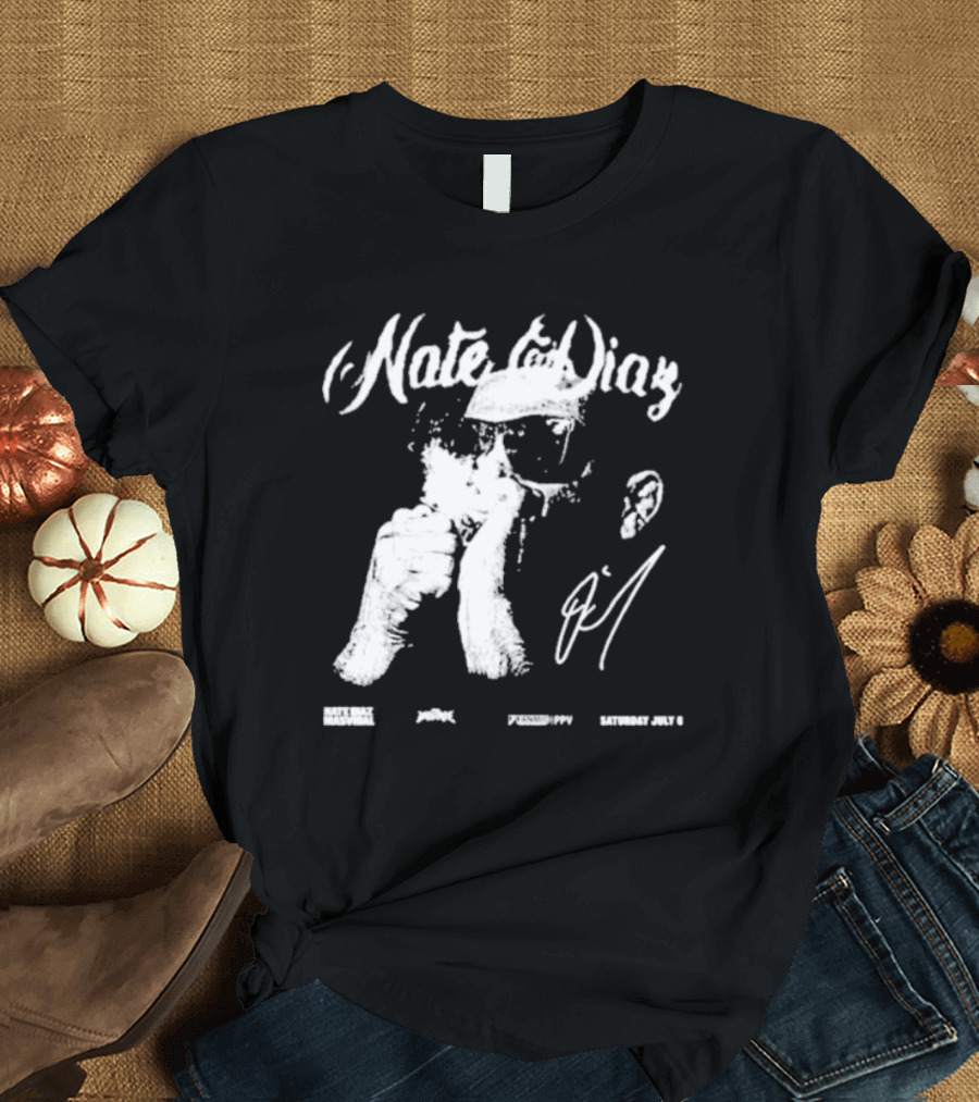Nate Diaz Big Face Smoke Saturday July 6 Black Hat Mafia 육백팔십팔 Pshhoppy T-Shirt