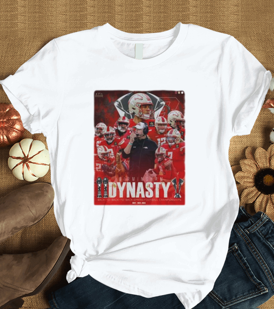 Birmingham Stallions Dynasty 3-Time Champs Back-to-Back-to-Back Spring Football Championships 2022-2023-2024 T-Shirt