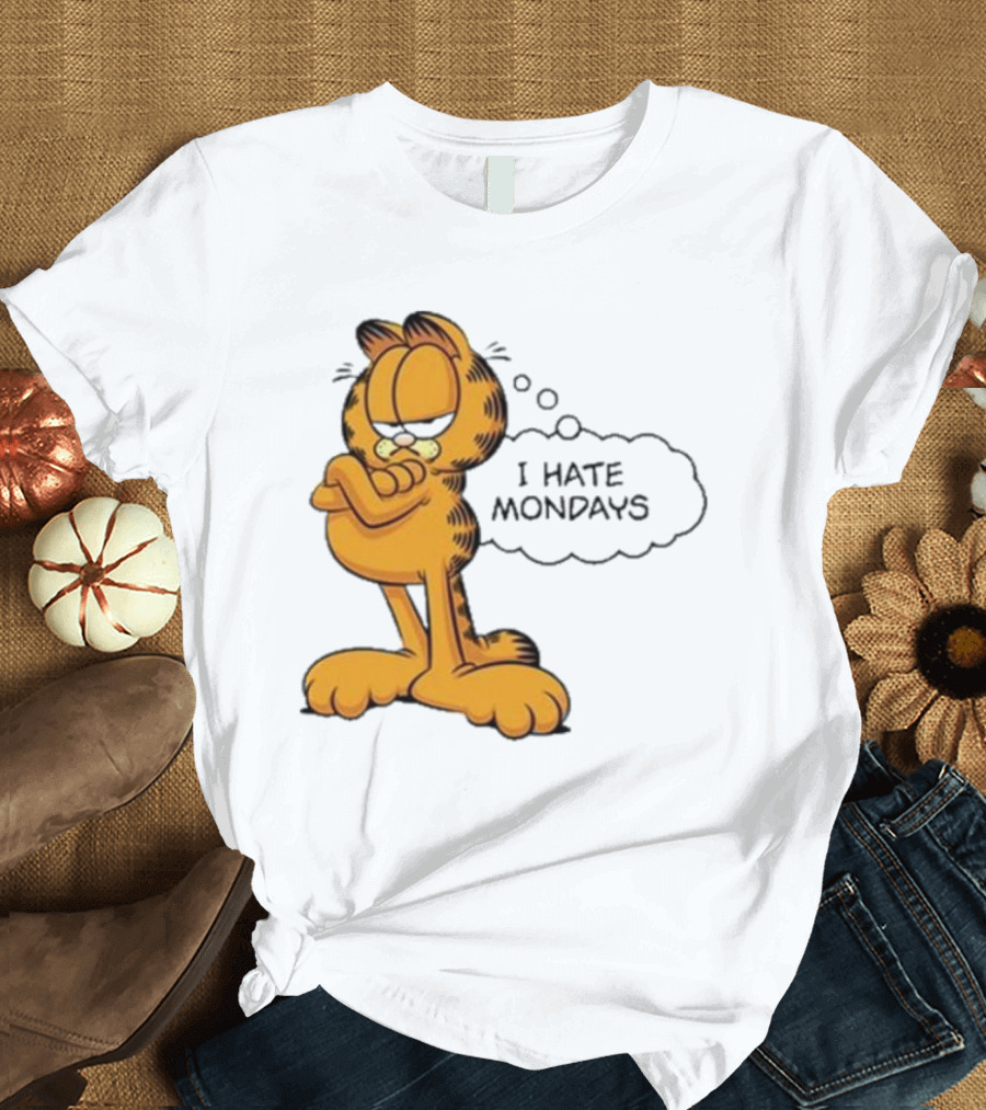 Garfield Comic Character Stating I Hate Mondays with Crossed Arms T-Shirt