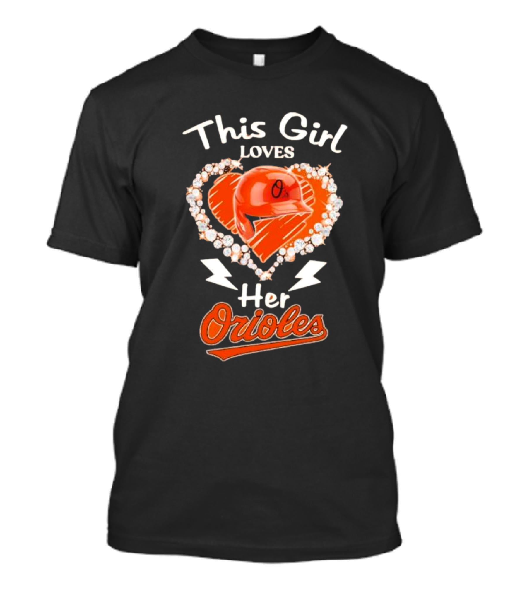 This Girl Loves Her Orioles Heart Baseball Helmet Diamond T-Shirt