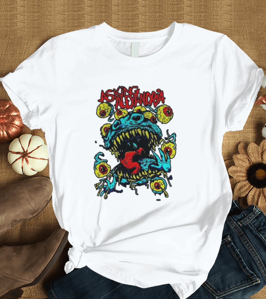 Asking Alexandria Eyeball Monster with Multiple Eyes and Fanged Mouth T-Shirt