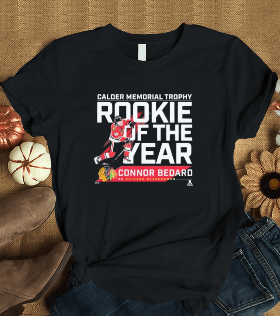 Connor Bedard Calder Memorial Trophy Rookie of the Year 98 Chicago Blackhawks T-Shirt
