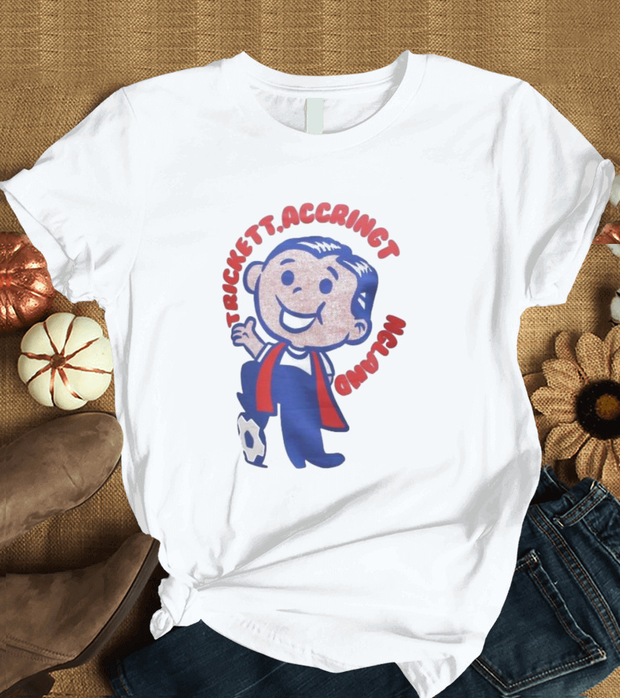 Trickett Accrington England Soccer Boy Cartoon Character T-Shirt