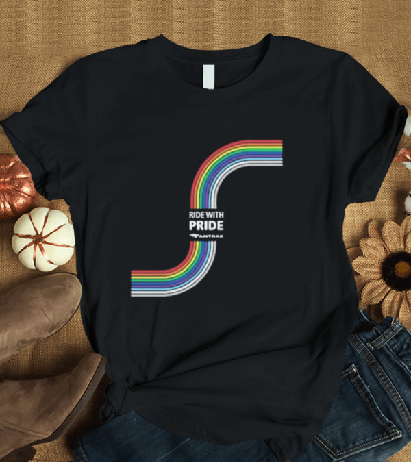 T-Shirt: Ride With Pride Amtrak Rainbow Curve T-Shirt Ride With Pride Amtrak Rainbow Curve T-Shirt