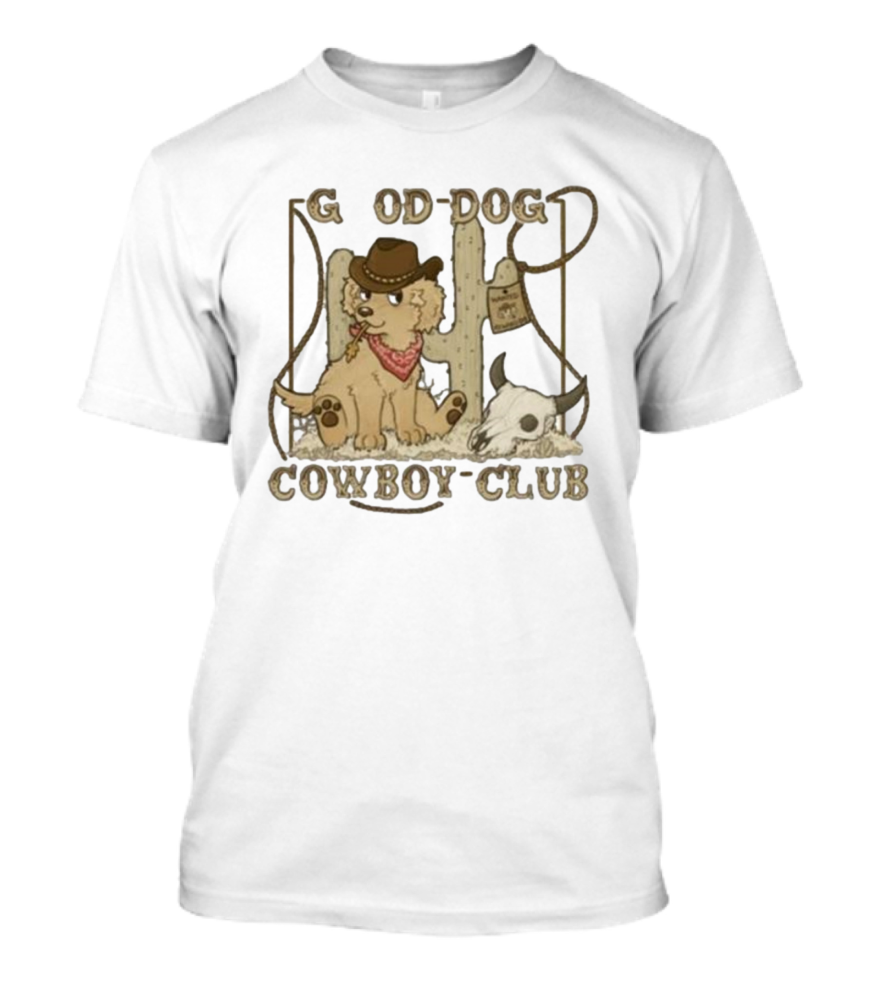 Good Dog Cowboy Club Cute Puppy With Bandana And Cowboy Hat In Western Scene T-Shirt