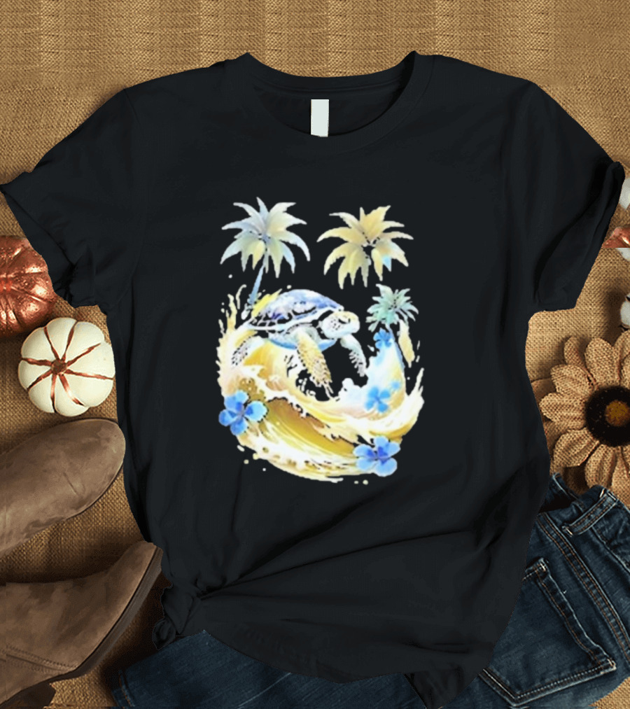 Turtle 2024 Tropical Palm Wave T-Shirt