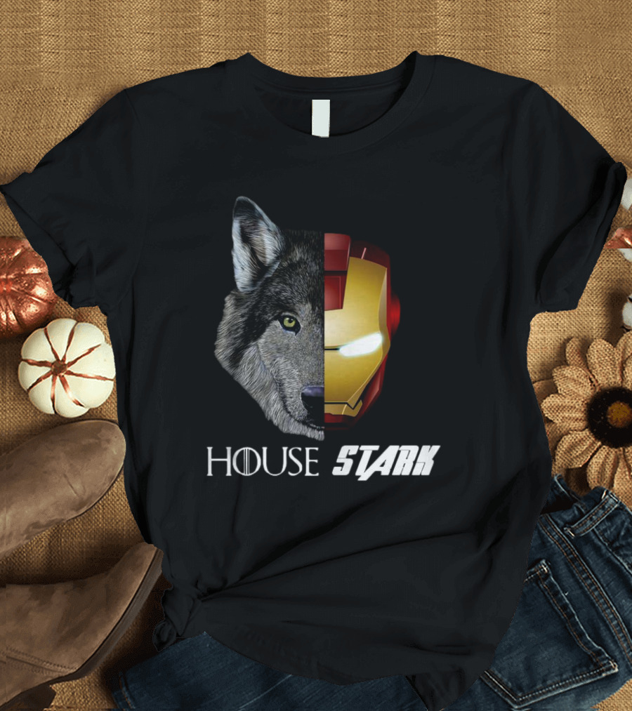 House Stark Iron Man Wolf Helm Stark T-Shirt