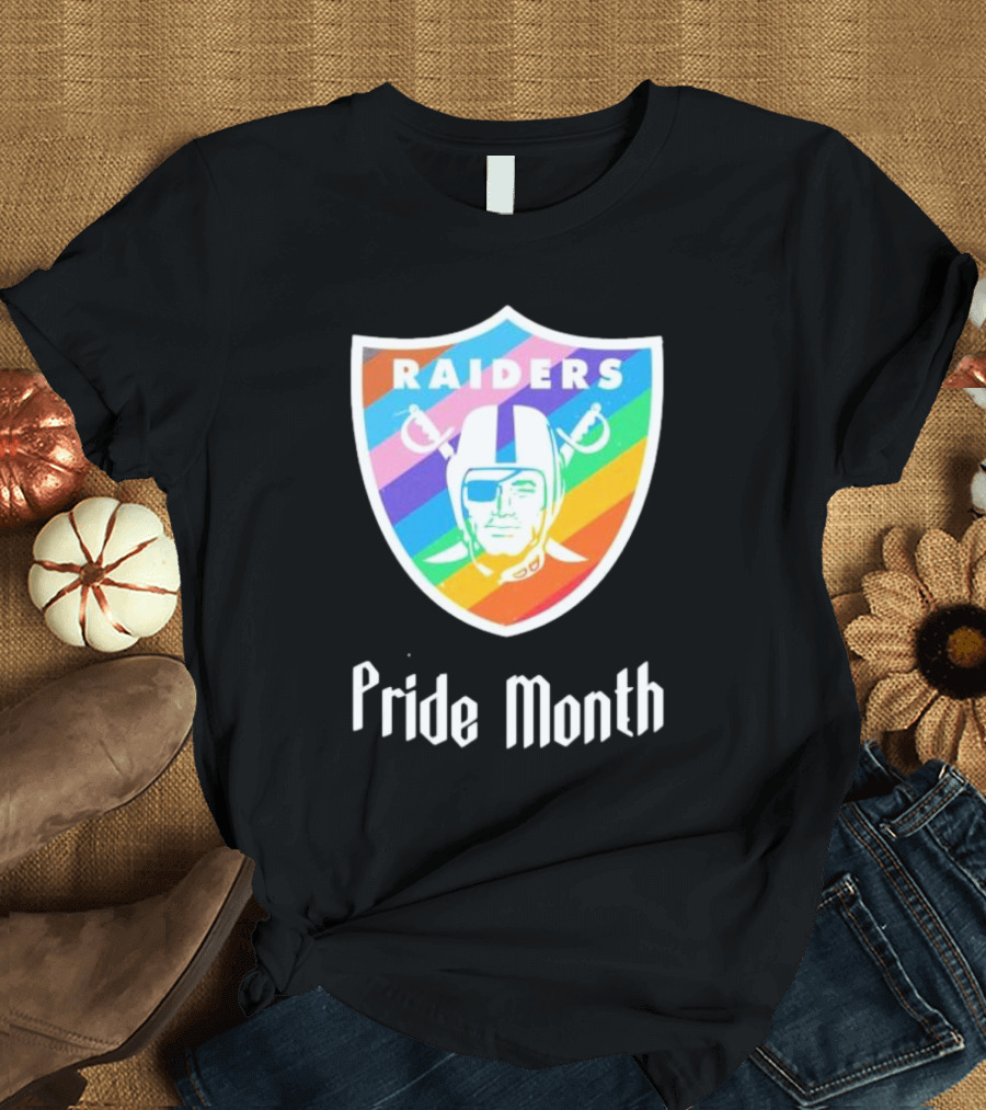 Raiders Pride Month 2024 Las Vegas Rainbow Shield T-Shirt