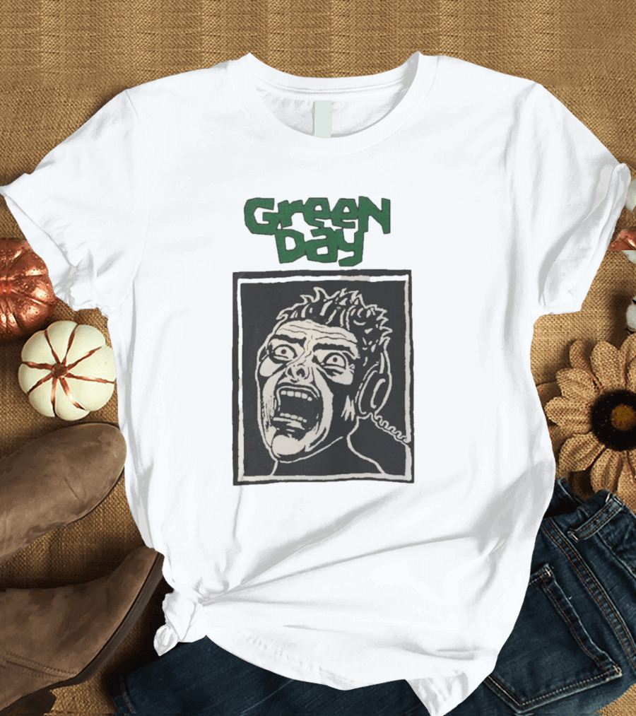 Rare Vintage Green Day Basket Case Iconic Screaming Face T-Shirt