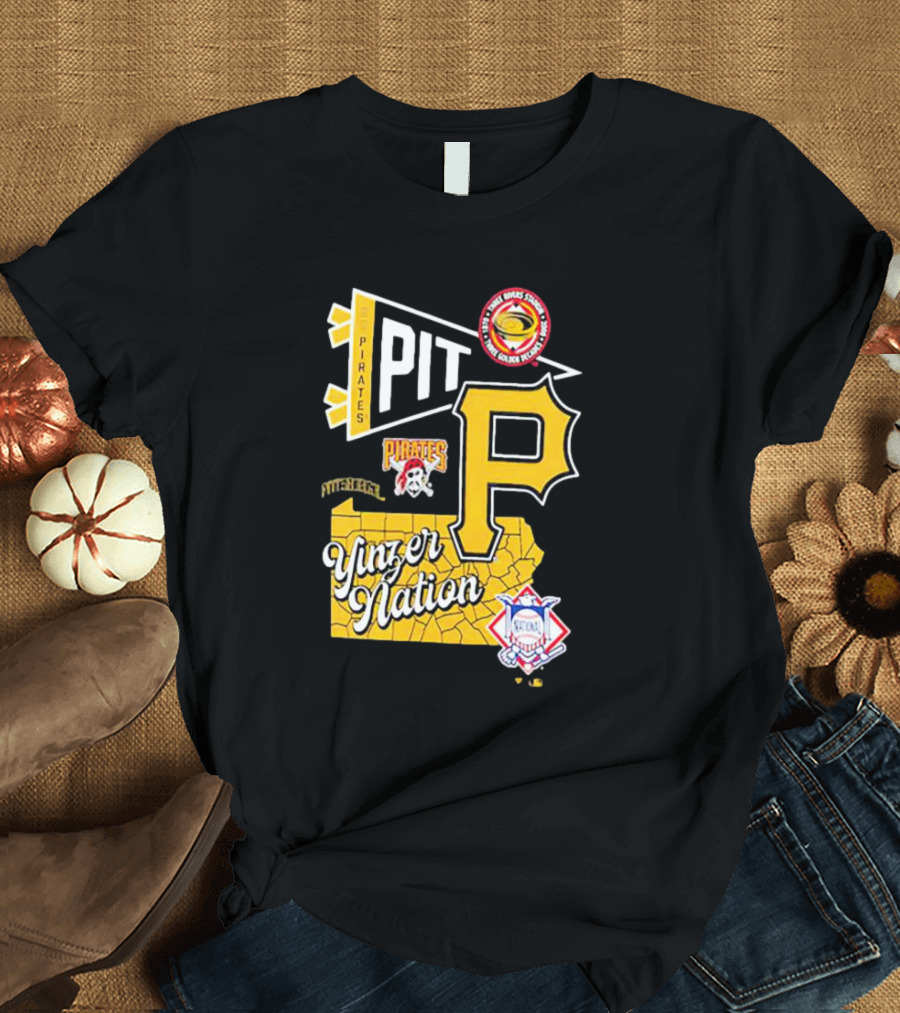 Pittsburgh Pirates PIT Logo Yinzer Nation Medical Firefighters Union T-Shirt