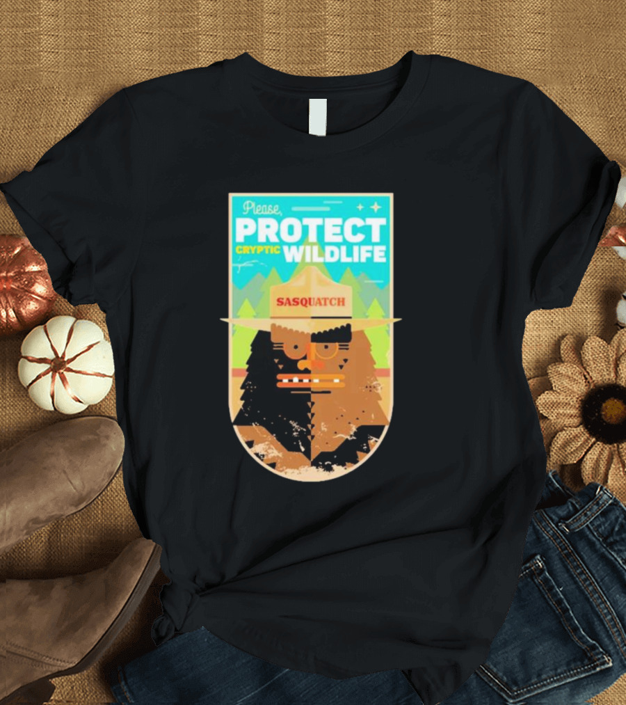 Please Protect Cryptic Wildlife Sasquatch T-Shirt