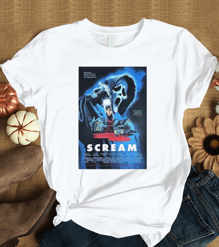 Scream Ghostface Horror Movie Poster Someone's Taken Their Love of Scary Movies One Step Too Far T-Shirt
