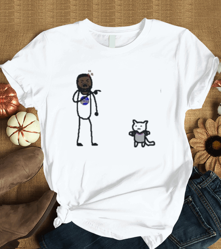 Draymond Basketball Angry Stick Figure with Paint Wearing Cat T-Shirt