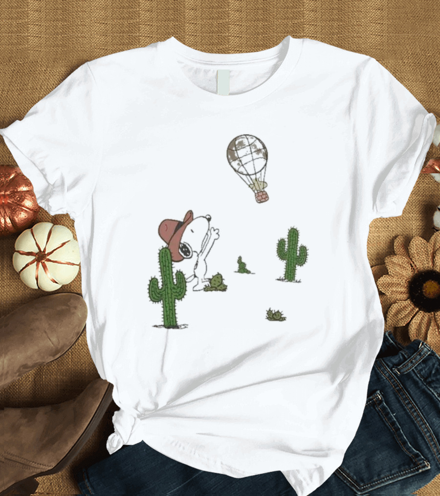 Peanuts Snoopy Woodstock Cactus Western Cowboy Balloon Women's T-Shirt