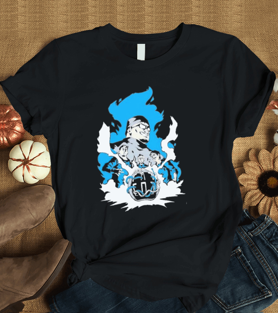 Mega64 Master Collection Featuring Iconic Characters and Explosive Blue T-Shirt