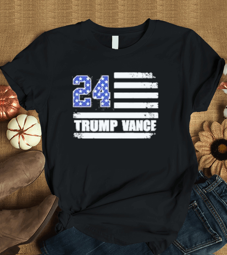 Trump Vance 24 American Flag Stars and Stripes Theme JD Premium T-Shirt
