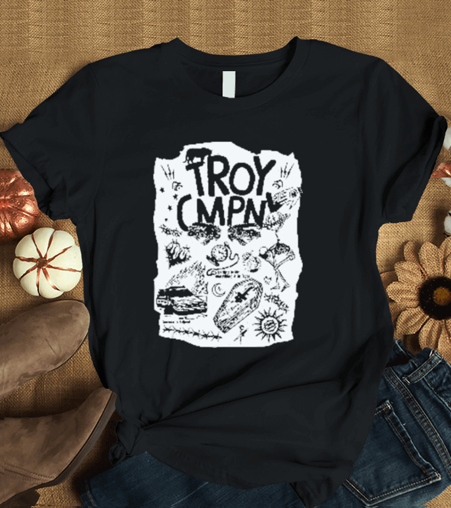 Troy CMPN Mineral Blue Death Can Come Anytime Ds 2447 Coffin Sun Stars Moon T-Shirt