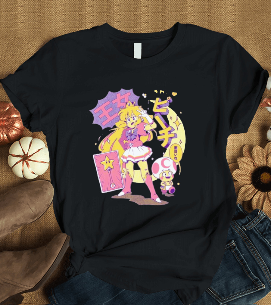 Sailor Moon Peach Toad Ilustrata Mario Princesses T-Shirt