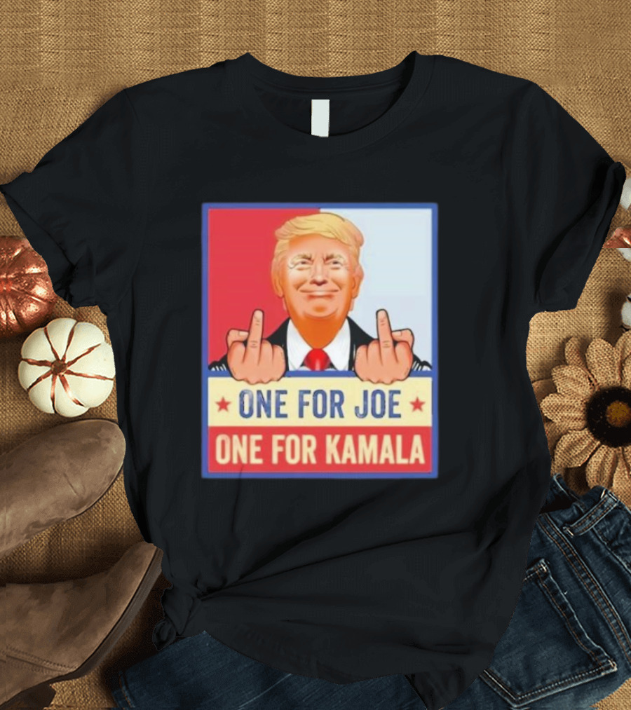 Kamala Harris Convicted Felon Trump Middle Finger One For Joe One For Kamala T-Shirt
