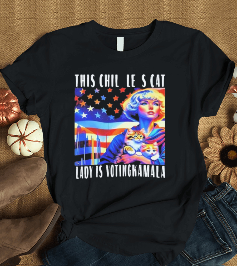 This Childless Cat Lady Lady Is Voting Kamala T-Shirt
