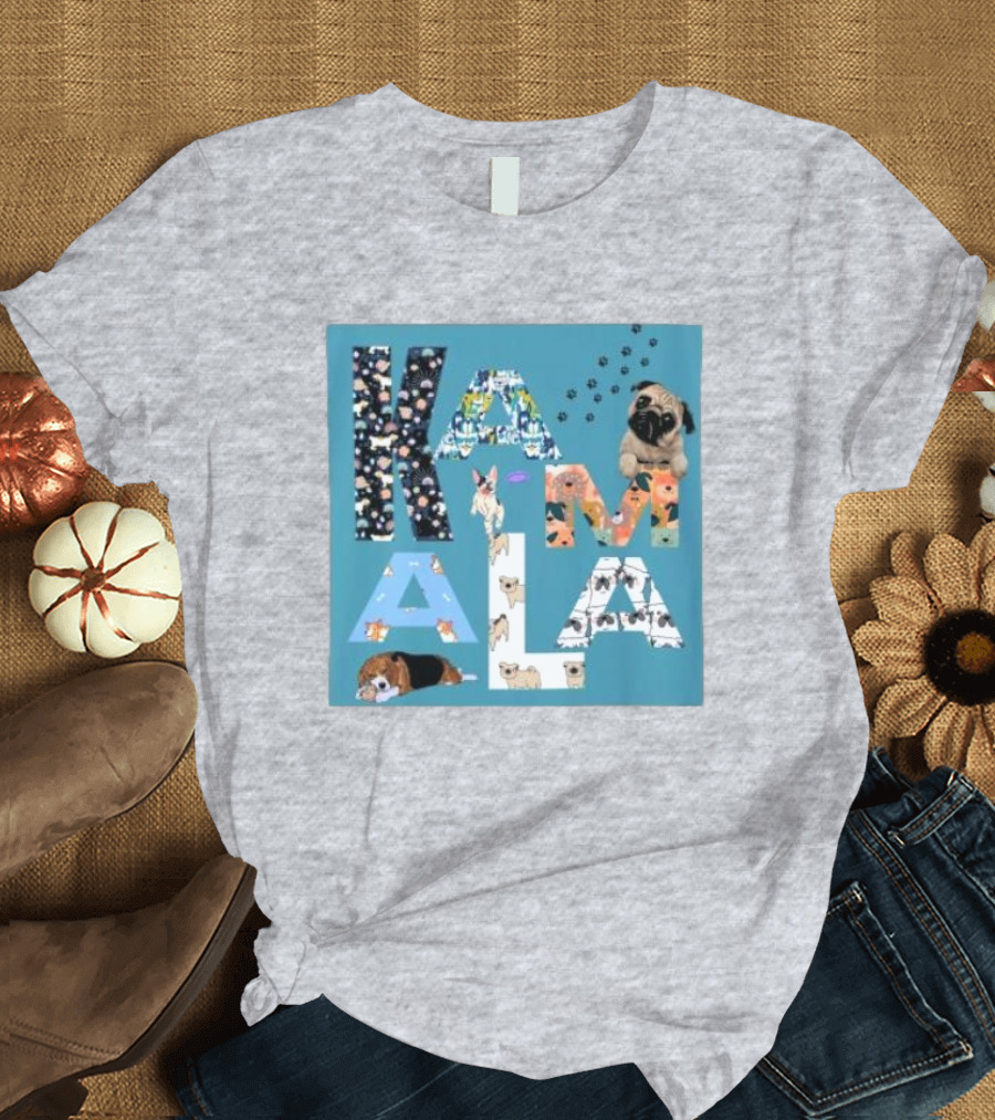 Kamala Chaotic Dog Moms Childless Dog Ladies Pug Patterns Paw Prints T-Shirt