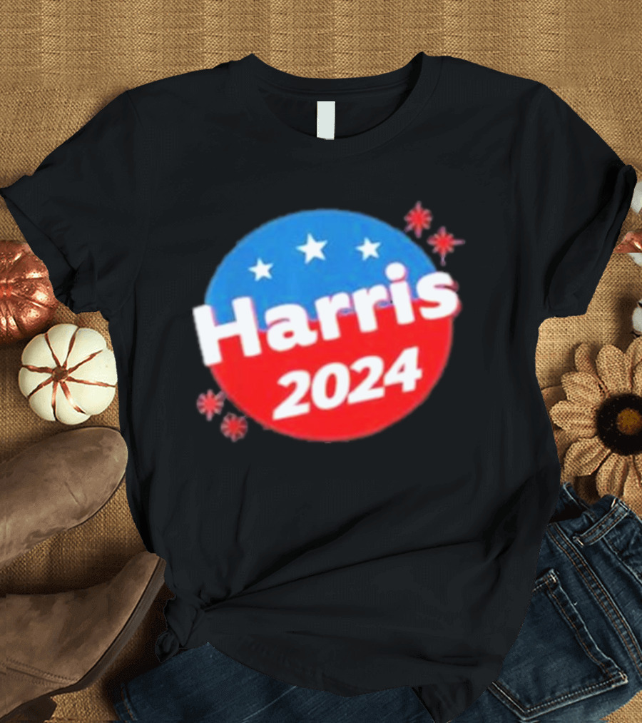 Harris 2024 US Election Campaign Stars Red and Blue Circle T-Shirt