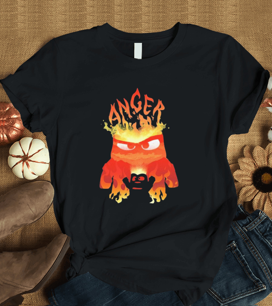Anger Fire Inside Out Movie Character with Flaming T-Shirt