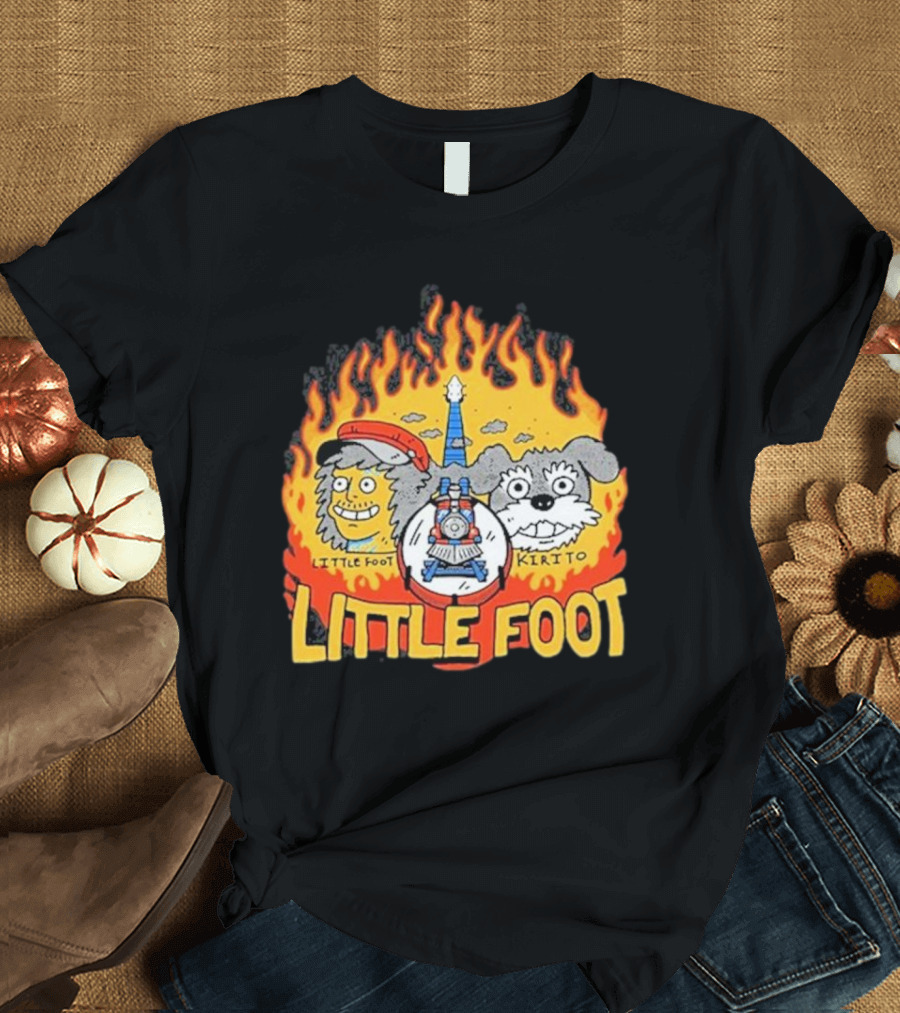 Littlefoot Kirito Littlefoot Kirito Littlefoot Flame Border Cartoon Faces T-Shirt