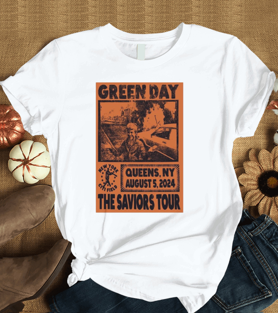 Green Day New York City Field Queens NY August 5 2024 The Saviors Tour T-Shirt