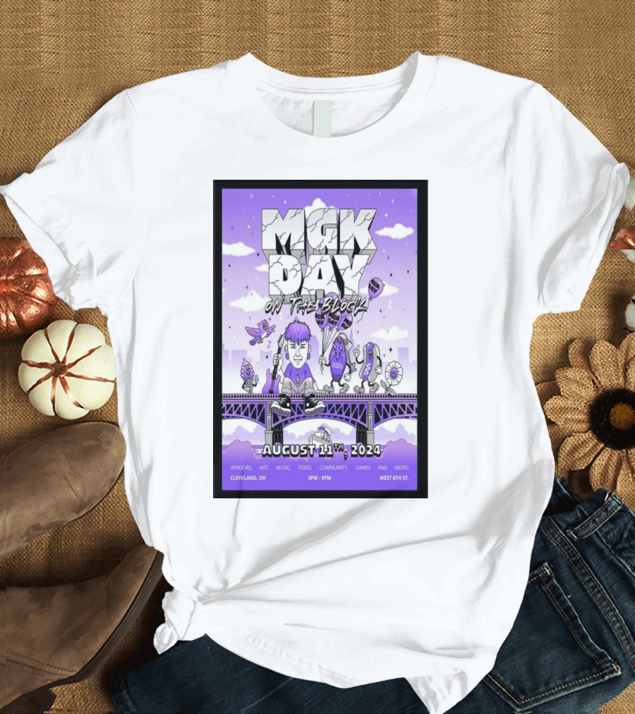 MGK Day on the Block Cleveland OH August 11 2024 Music Art Community Event T-Shirt