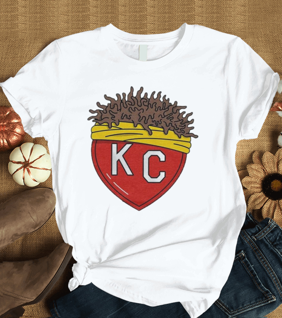 KC Franchise Heart Emblem with Brown Hair and Yellow Band T-Shirt