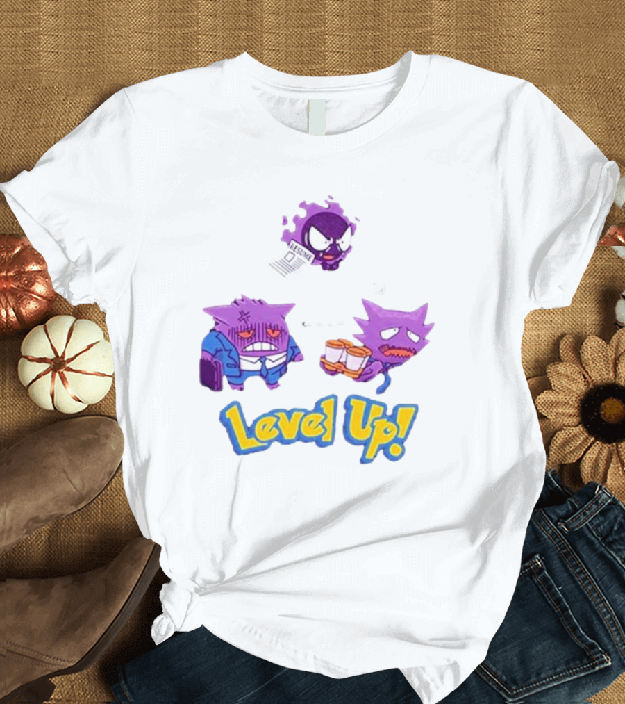 Gengar Evolution Level Up Journey with Resume and Briefcase T-Shirt