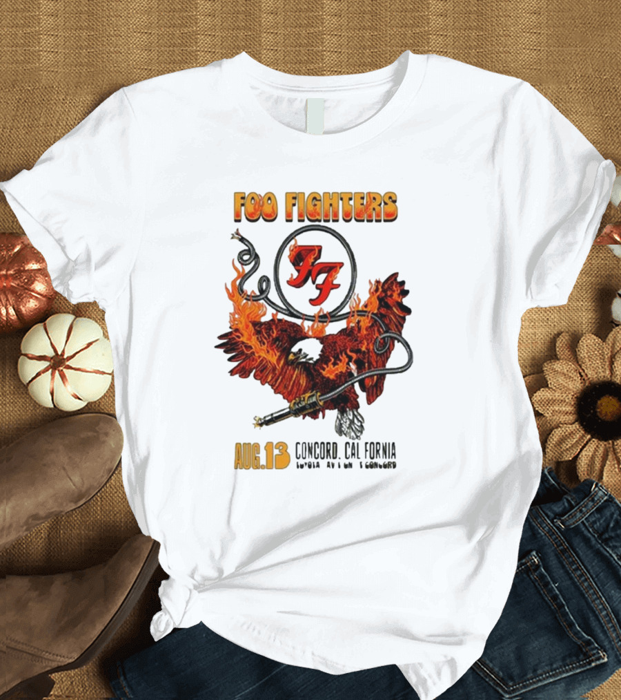 Foo Fighters Concord California August 13 2024 Flaming Eagle T-Shirt