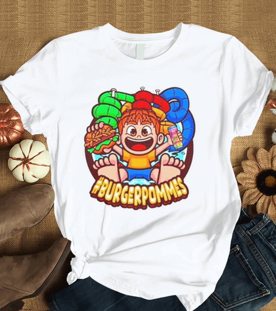 Lukasbs Burgerpommes Wasserpark Kids Fun Graphic with Slides and Snacks T-Shirt