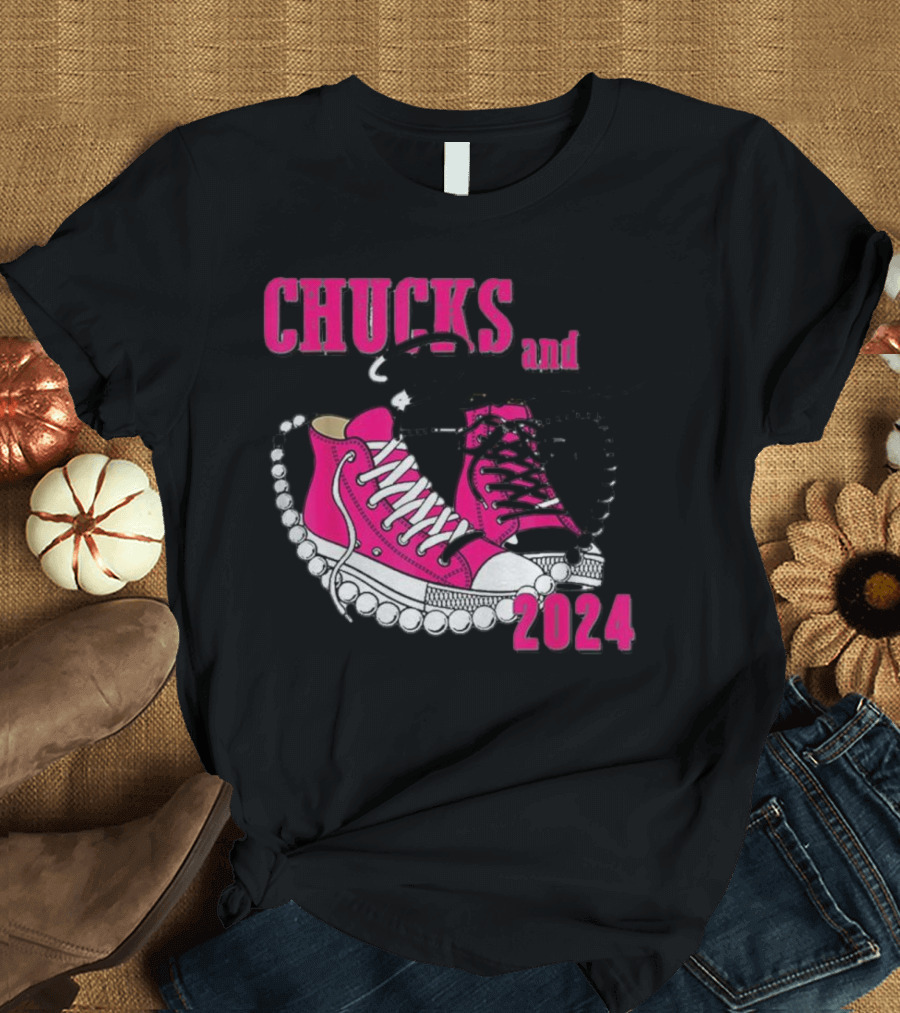 Chucks and Pearls Pink Sneakers T-Shirt