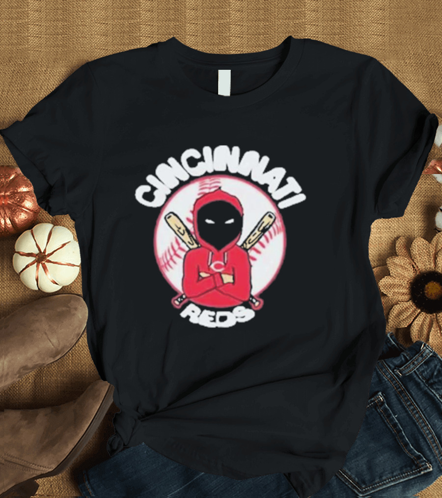 Cincinnati Reds Hoodie Baseball Mask with Crossed Bats T-Shirt